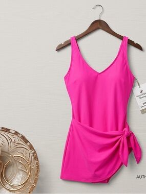 Poshmark Hot Pink One-Piece Swimsuit with Side Tie